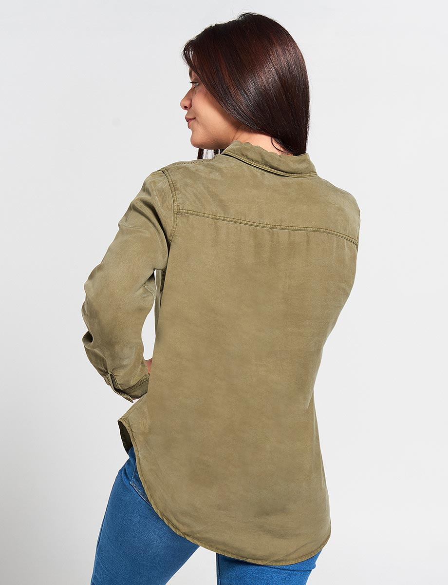 Blusa Camisera Unicolor Manga Larga
