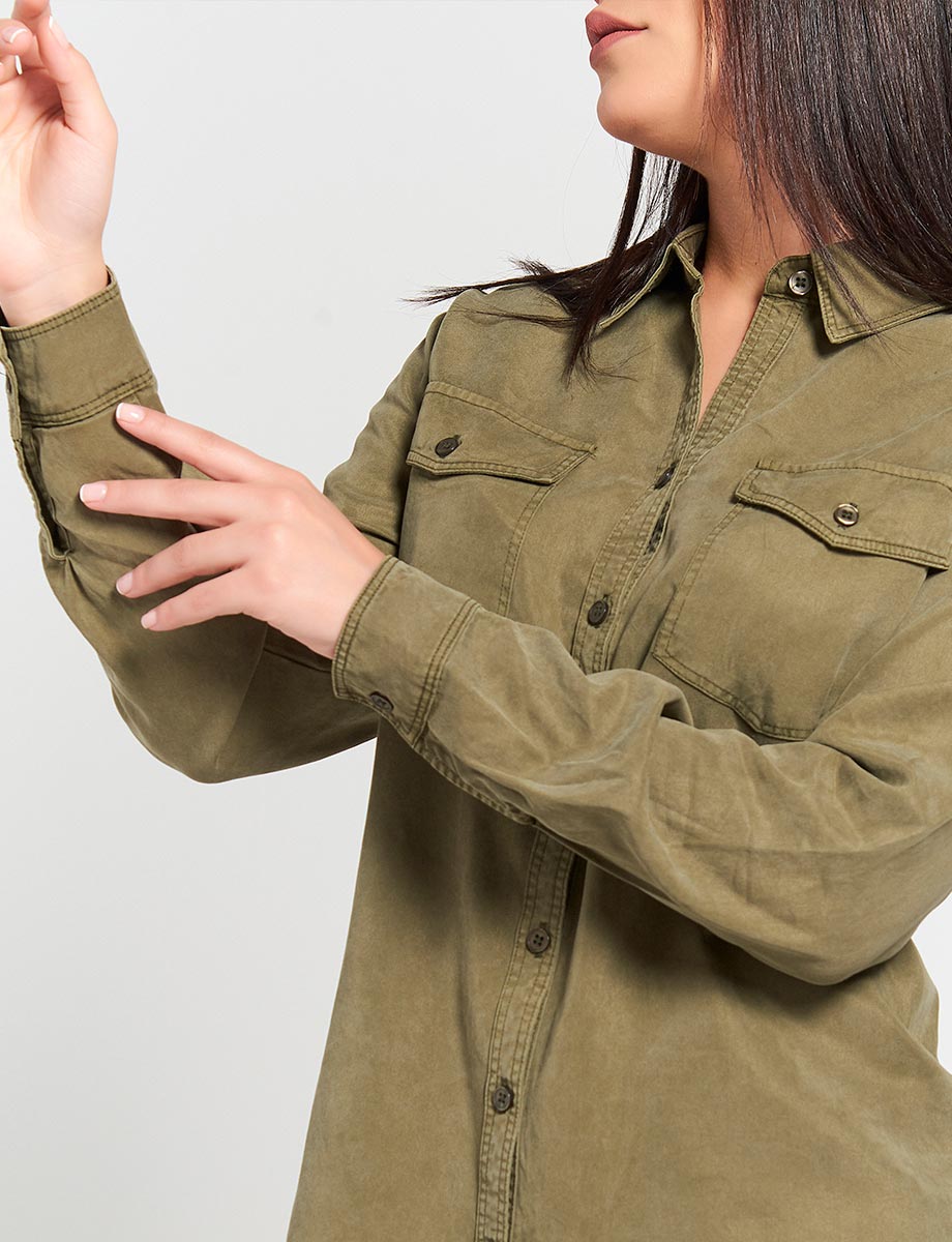 Blusa Camisera Unicolor Manga Larga