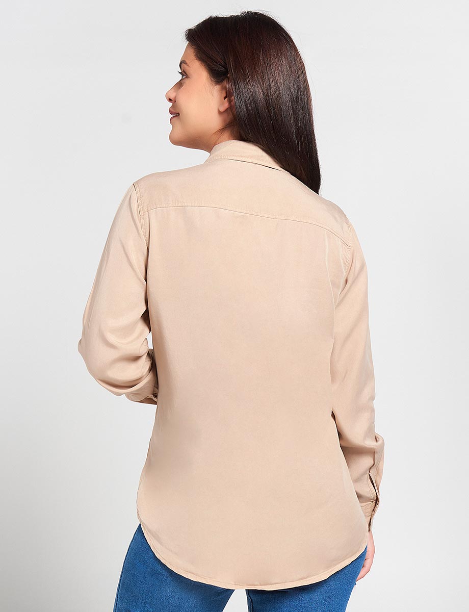 Blusa Camisera Unicolor Manga Larga