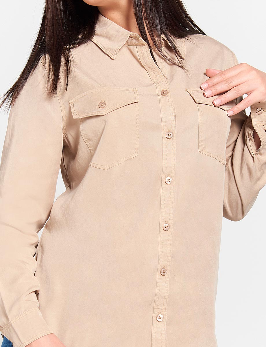 Blusa Camisera Unicolor Manga Larga