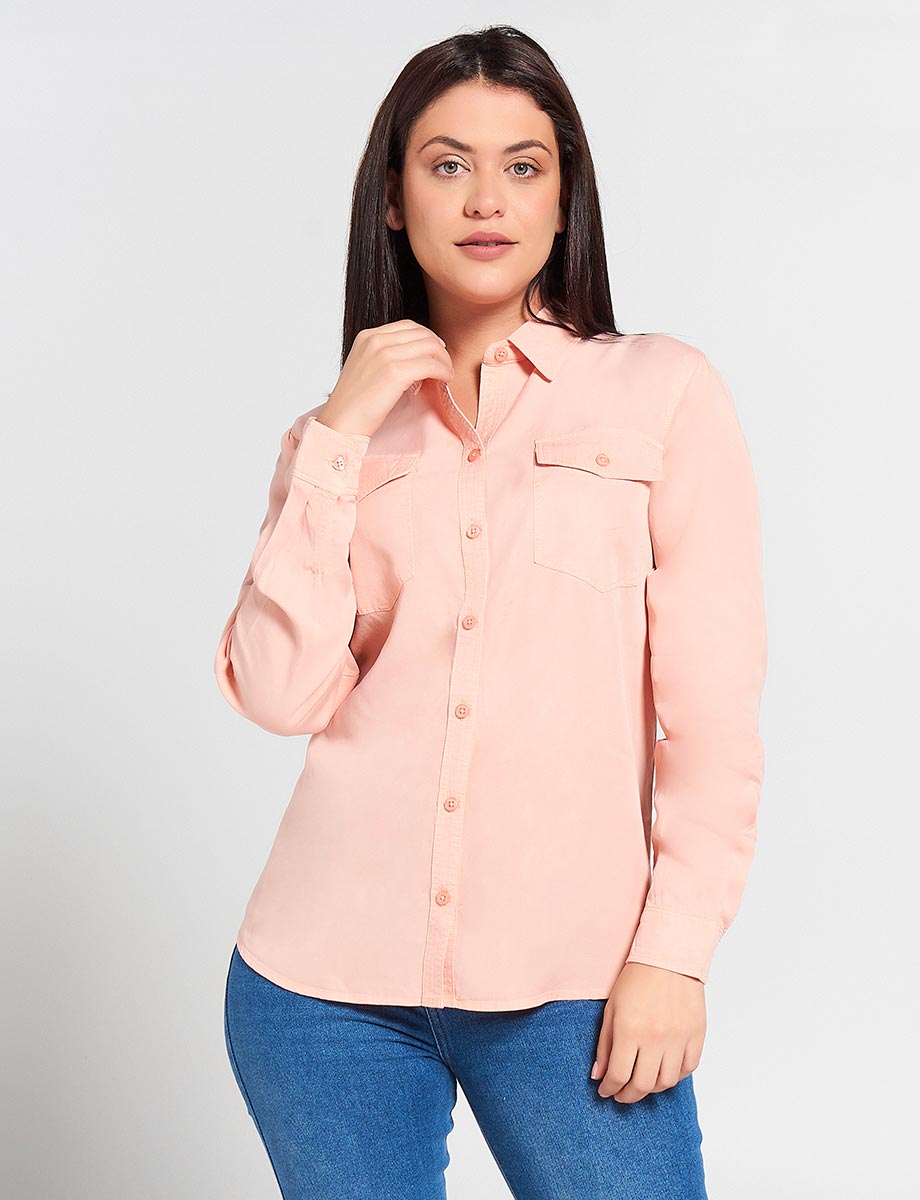 Blusa Camisera Unicolor Manga Larga