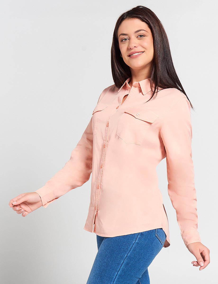 Blusa Camisera Unicolor Manga Larga