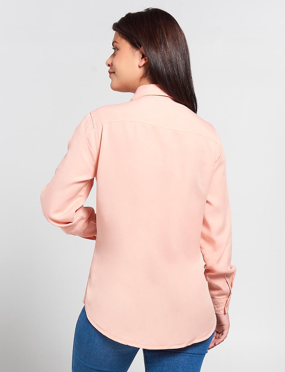Blusa Camisera Unicolor Manga Larga
