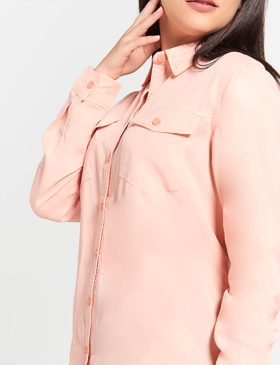 Blusa Camisera Unicolor Manga Larga